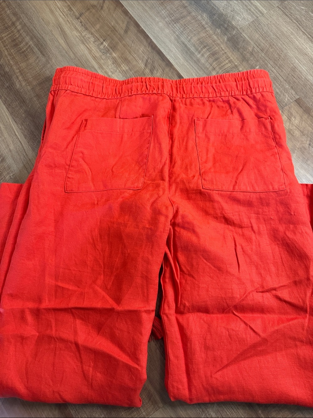 LOFT Bright Red Drawstring Linen-pant - Picture 3 of 3